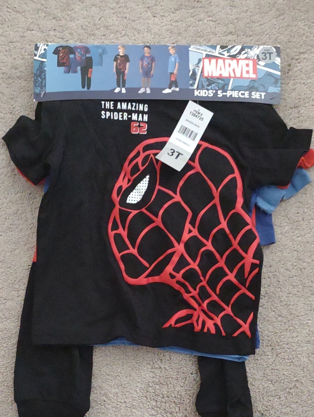 Marvel Kids Spider-Man Tee Pants Shorts Set 3T